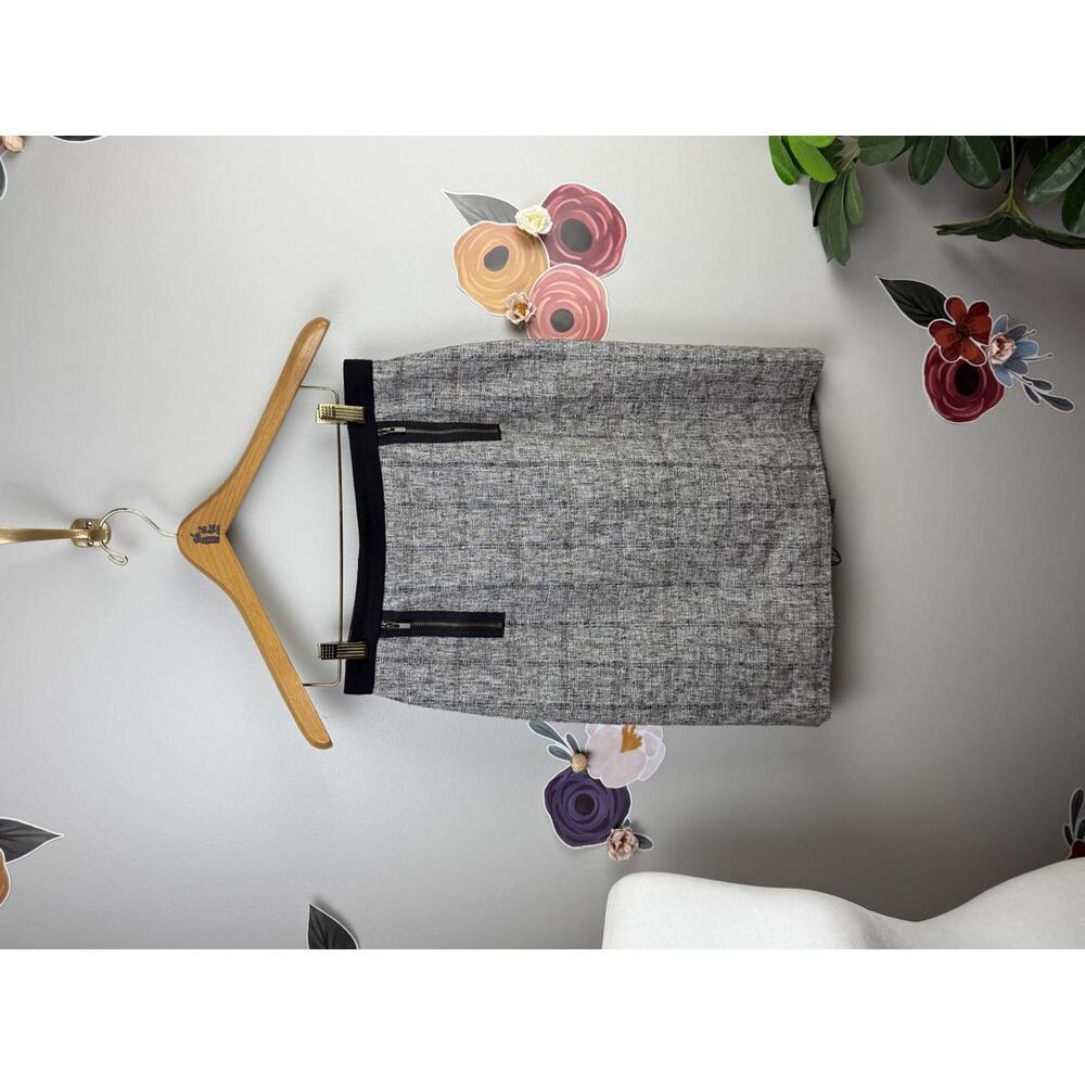 Classiques Entier Zipper Gray Knee Length Zipper Tweed Skirt - Size - 2
